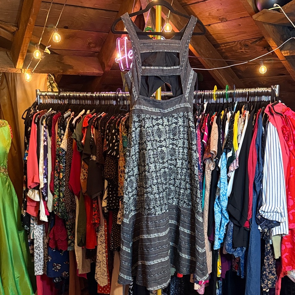 Free People Black and Gray Midi Dress - Picture 4 of 4